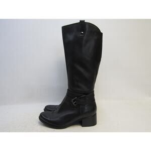 NATURALIZER Womens Sz 9 WW Black Leather Buckle Zip 15" Shaft Knee High Boots